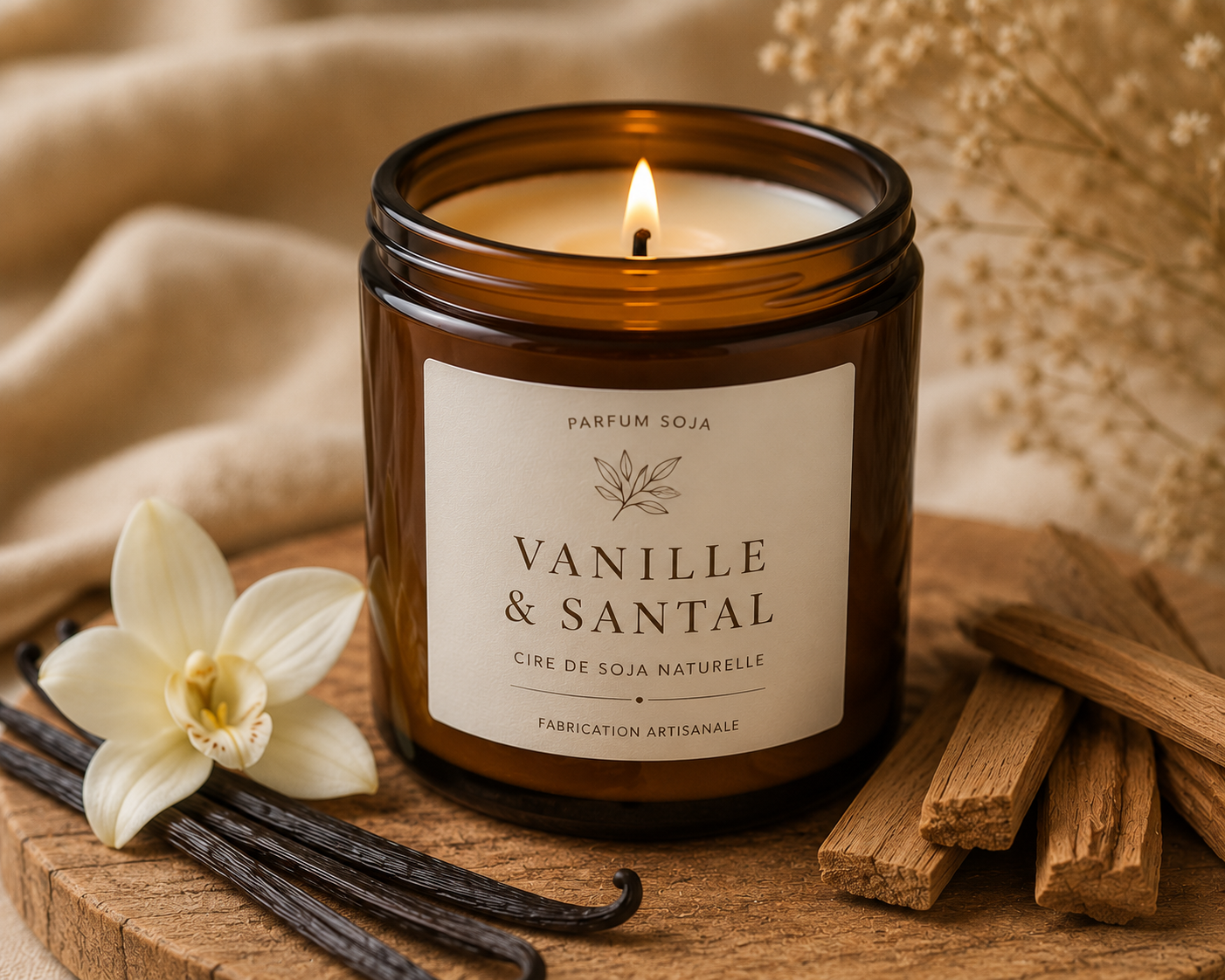 bougie vanielle santal