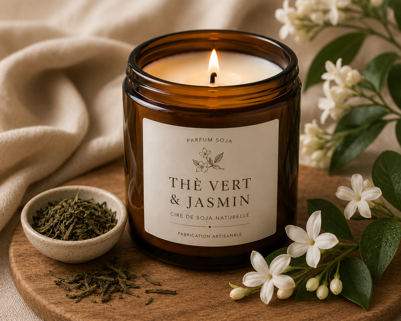 bougie thé vert et jasmin