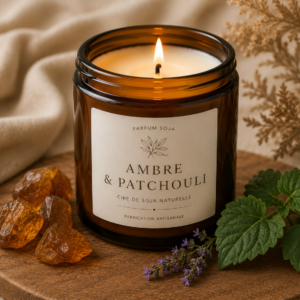 bougie ambre et parchouli