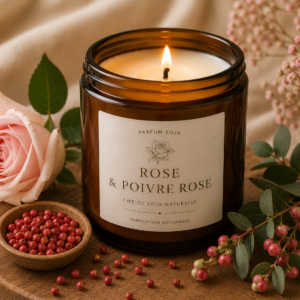 bougie rose et poiivre rose
